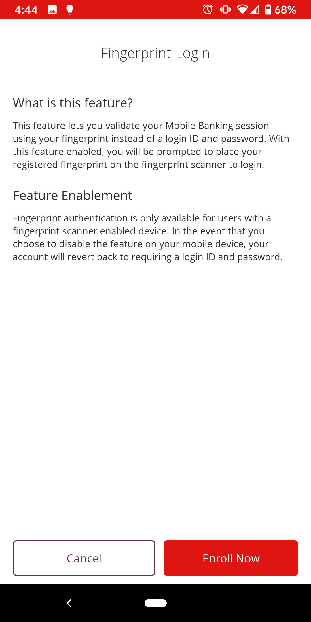 Login - Mobile Login Options Fingerprint Enroll
