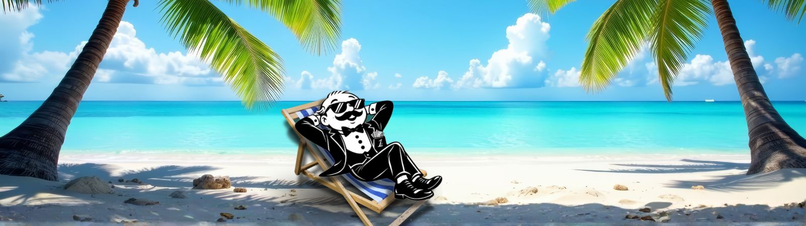 Harrison Banks, our Banking Butler, lounging on the beach!