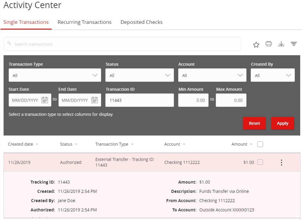 How-To Services - Transfers Activity Center
