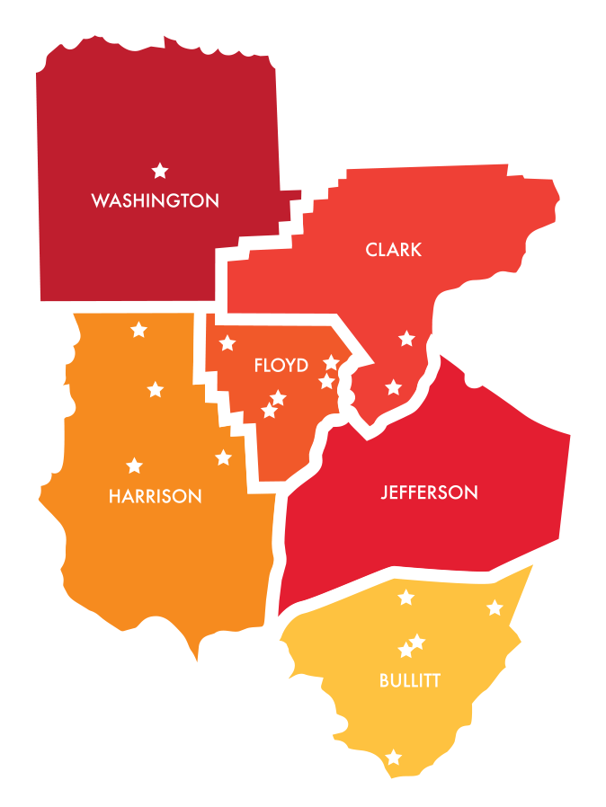 An illustrated map of the bank's locations