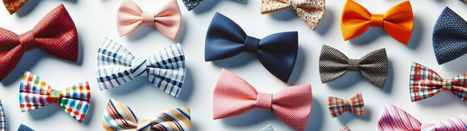 Many colorful bow ties on a white background